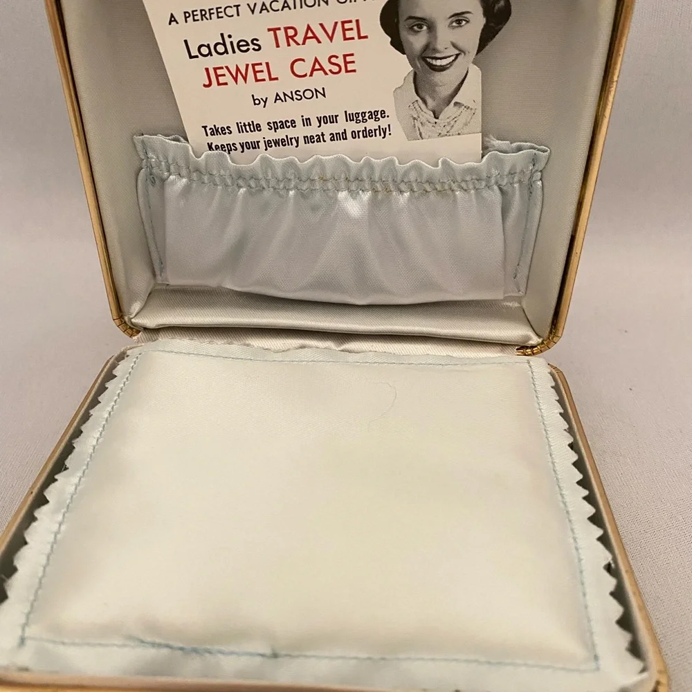 Vintage Anson travel jewelry case gold faux leather - Picture 4 of 5
